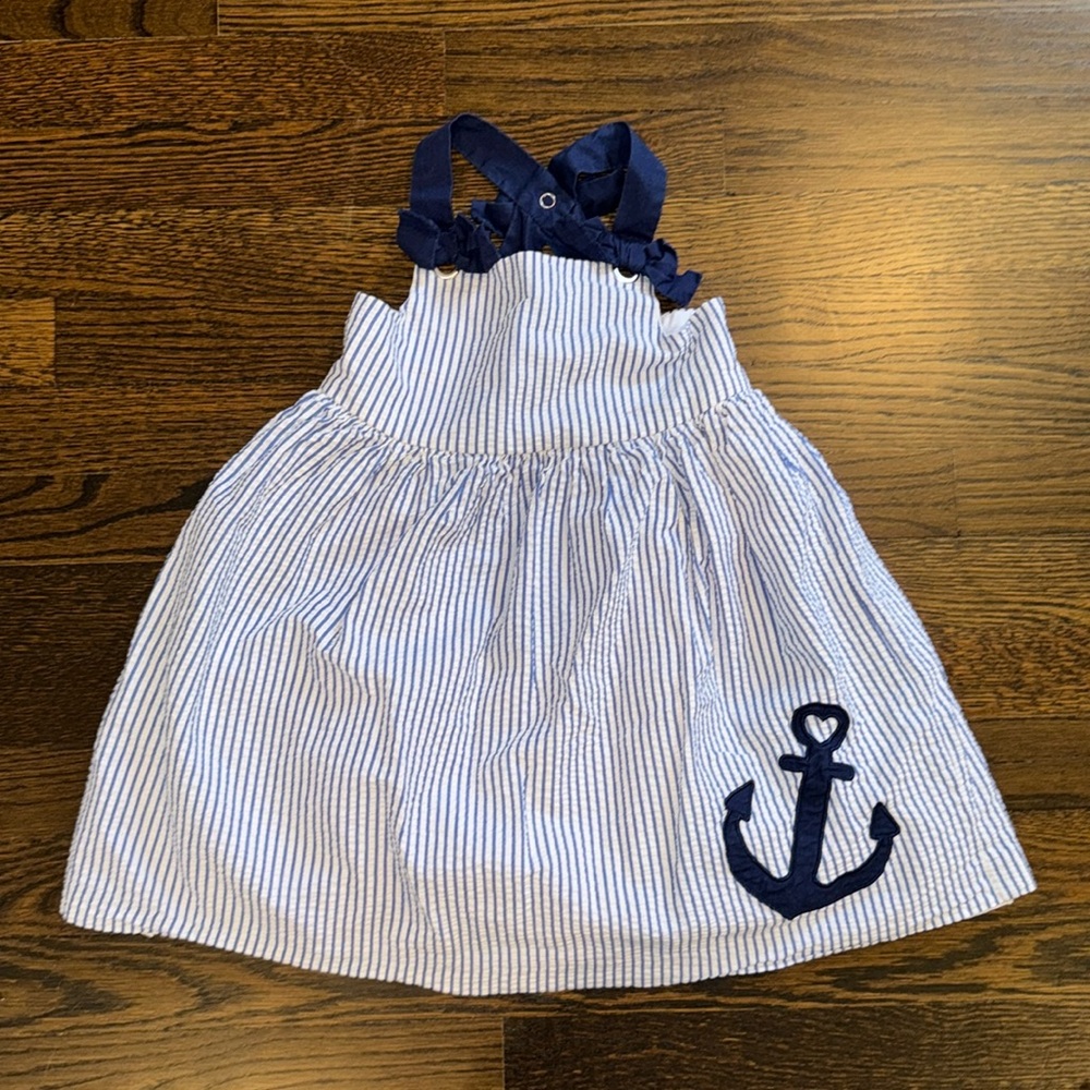 Tahari Blue Seersucker Anchor Dress Size 5